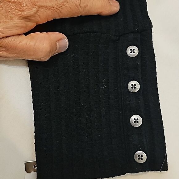 CHASER Waffle Knit Henley Thermal Black Long Sleeve Four Button Cuff Size XXL - Picture 8 of 9